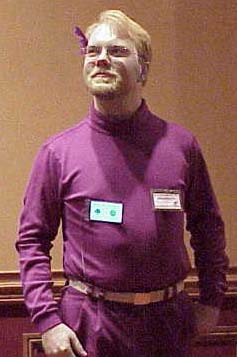 Man in purple; hero? fiend?