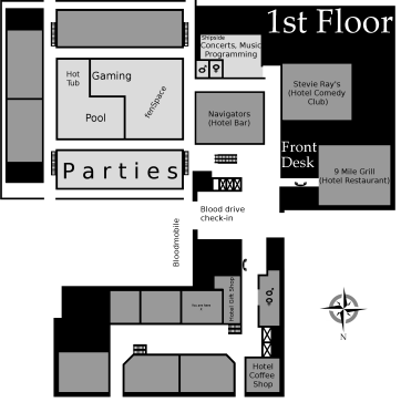The first floor includes gaming, parties, concerts and music programming