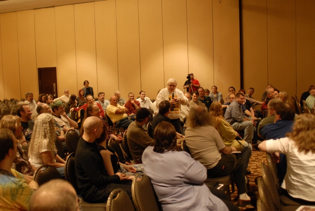 Harlan Ellison at a big programming item at Minicon 41 Harlan Ellison at a big programming item at Minicon 41